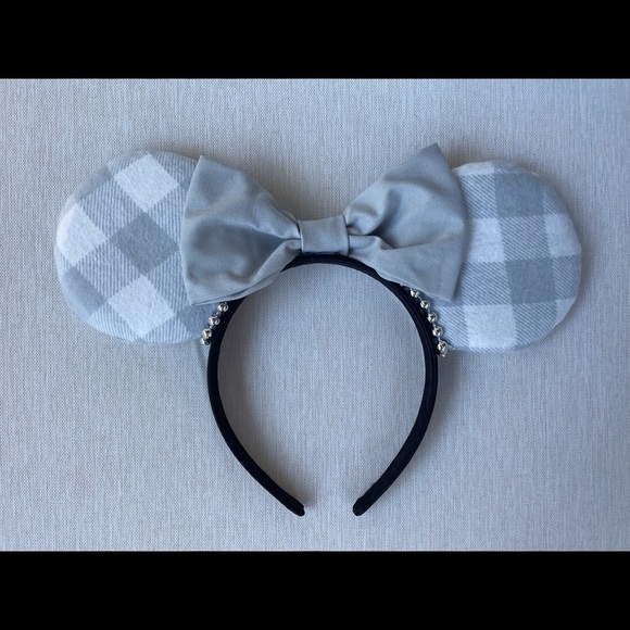 None Accessories - Gray check plaid Minnie ears